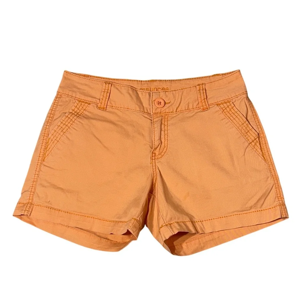 Maurices Orange Y2K Chino Shorts Size 5/6 Stretch Cotton‎ Casual